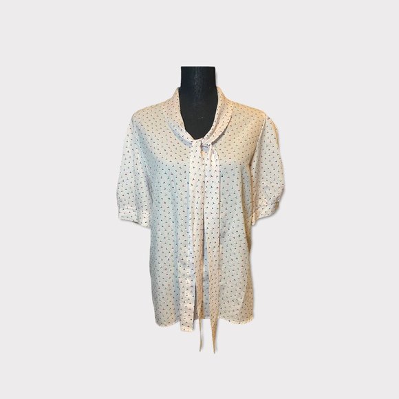 Vintage Tops - Vintage Bending Easy Polyester tie front button up short sleeve top sz 18